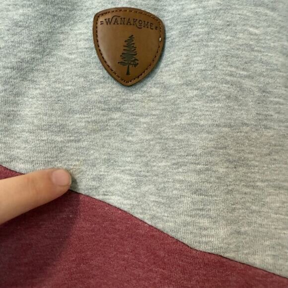 Wanakome Women's Selene Hoodie Sweatshirt Pullover Colorblock Grey Red XL - Picture 11 of 11